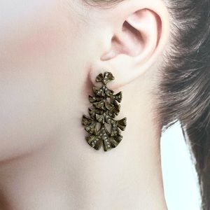 BCBGMaxazria Pave Ginko Drop In Brass Earrings Fashion Jewellery Party Holidays